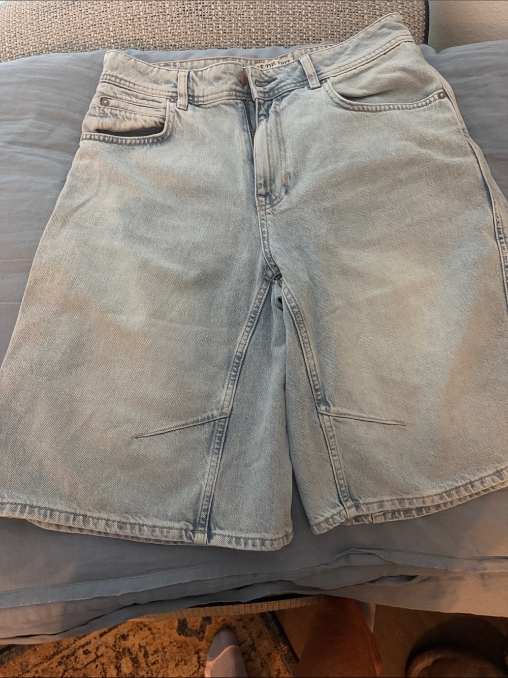 We The Free Faded Light Blue Denim Shorts